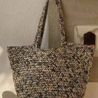 OE-B-531 Multicolor Woven Straw Tote Bag | Fashion Raffia Tote Handbag for Summer & Beach